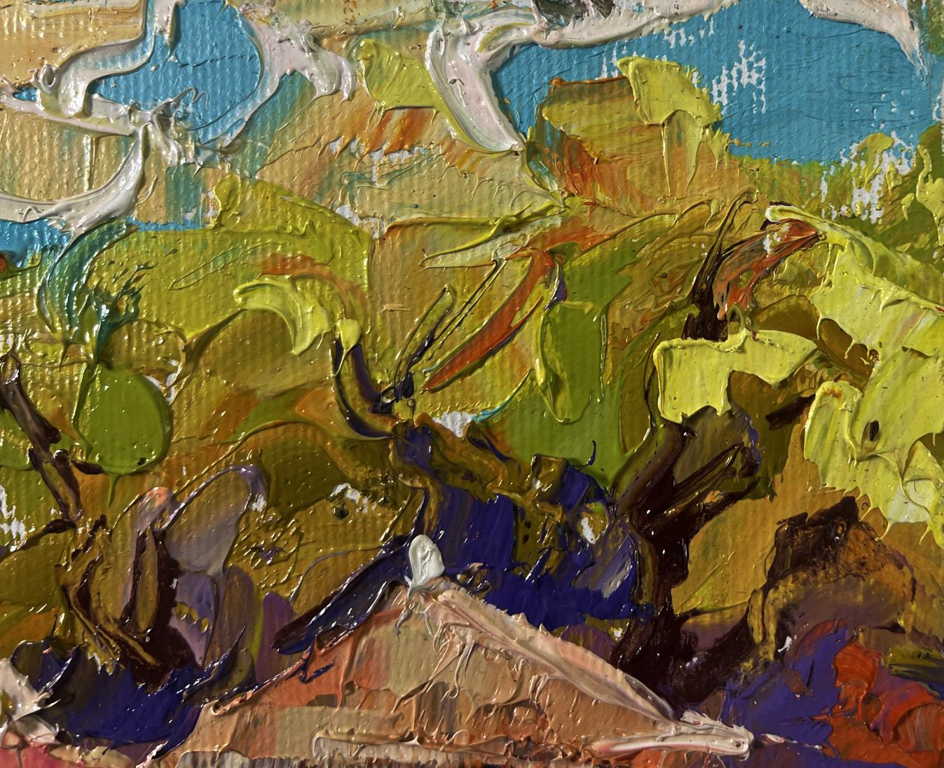 Oil painting Warm evening sun sets over horizon by Oleksiy Ivanyuk