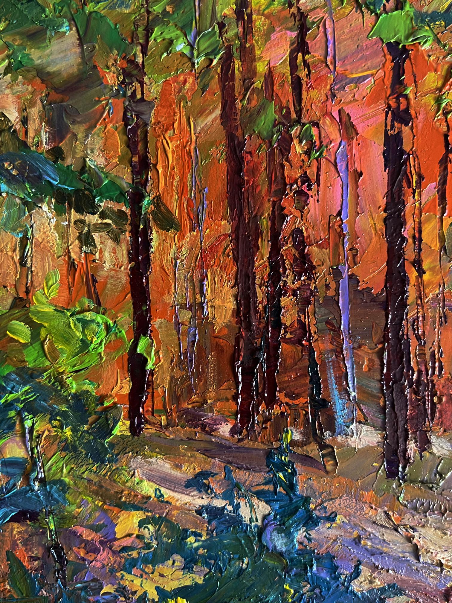 Oil painting Autumn in the forest by Boris Serdyuk impressionist scene