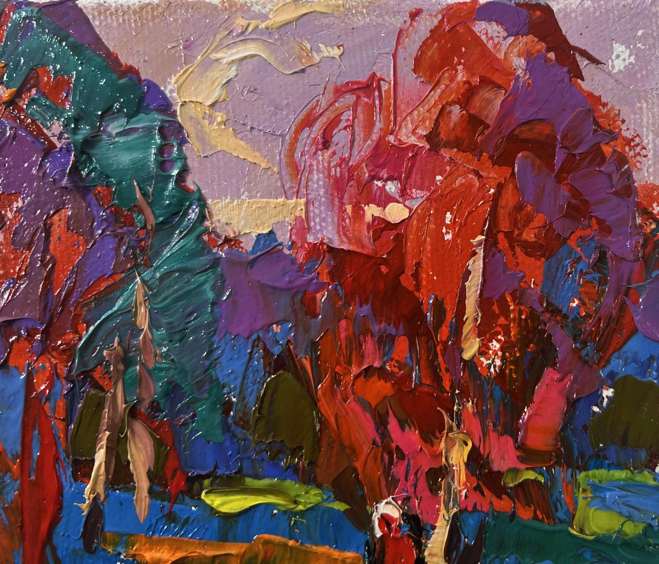 Vibrant abstract oil painting Autumn touches the field by Oleksiy Ivanyuk