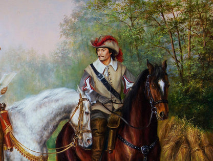 Oil painting Letter from the Queen by Valeriy Bulat: man on brown horse