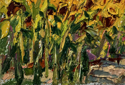 Vibrant impressionist oil painting of sunflowers field by Oleksiy Ivanyuk