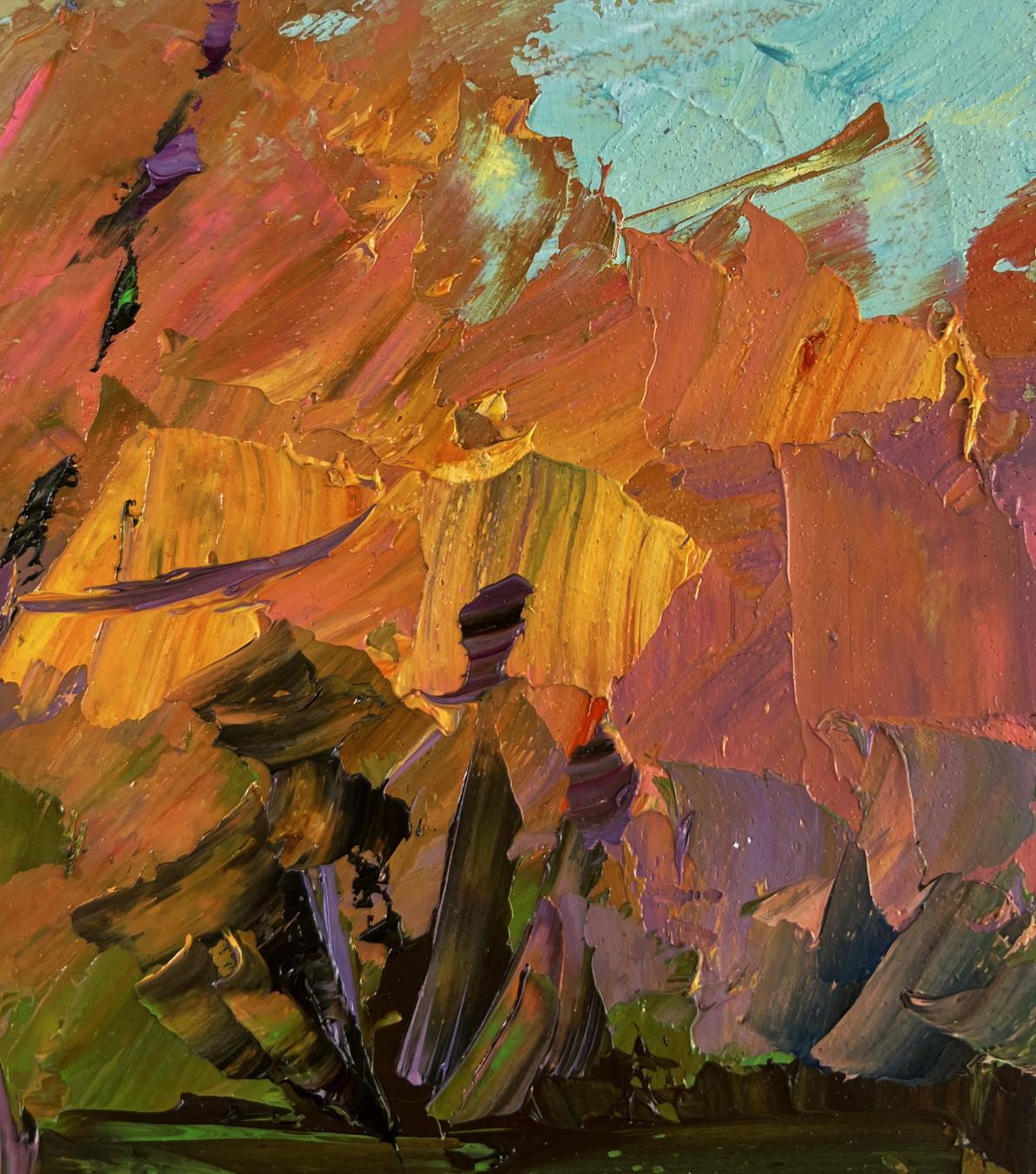 Vibrant oil painting Quiet autumn in sun rays by Boris Serdyuk