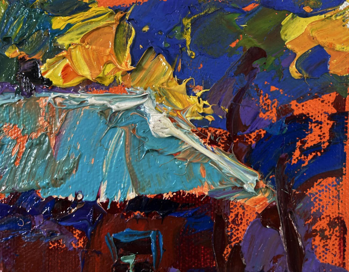 Vibrant abstract oil painting Sky disappears into silence by Oleksiy Ivanyuk