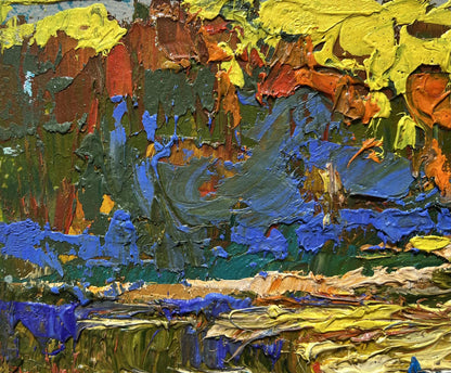 Vibrant oil painting The sun sets over the river by Oleksiy Ivanyuk