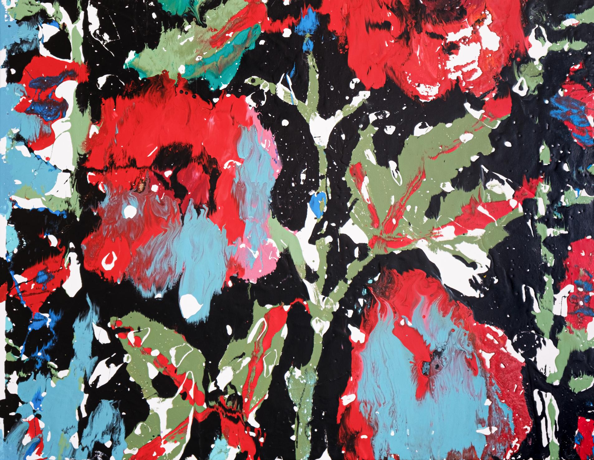 Vibrant abstract floral oil painting Memory of good by Natalia Korf-Ivaniuk