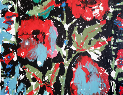 Vibrant abstract floral oil painting Memory of good by Natalia Korf-Ivaniuk