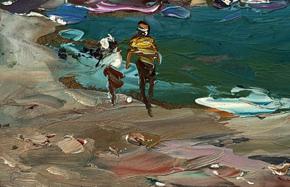 Vibrant impressionist oil painting Sea with ships by Yuriy Suprunchuk