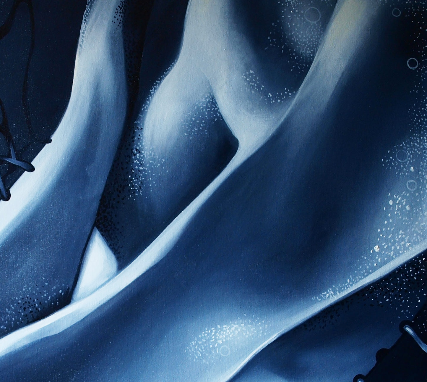 Abstract blue oil painting Touching bodies by Konsta G. Amelinn