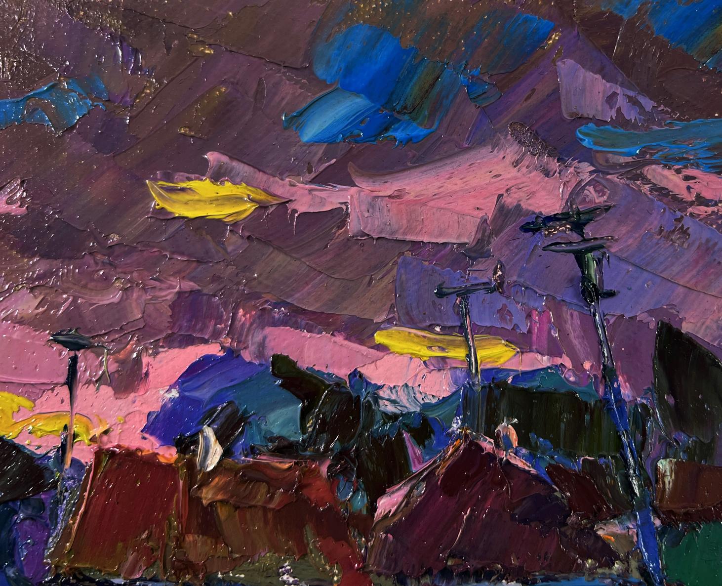 Vibrant impasto oil painting The beam fades by Oksana Ivanyuk