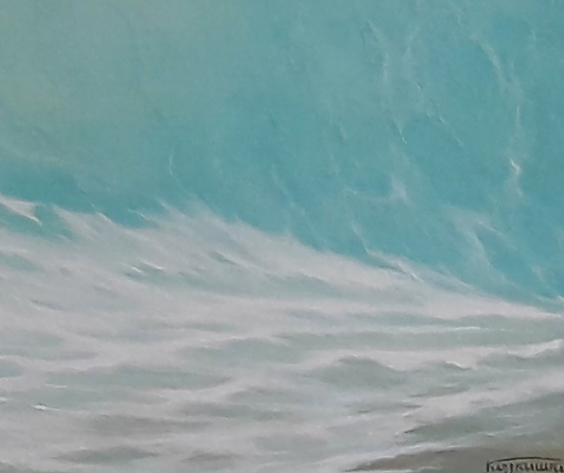 Turquoise ocean wave with frothy foam by Vasily Korkishko oil painting