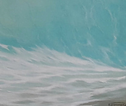 Turquoise ocean wave with frothy foam by Vasily Korkishko oil painting