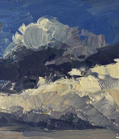 Oil painting The first rays of warm Boris Serdyuk dramatic mountain range