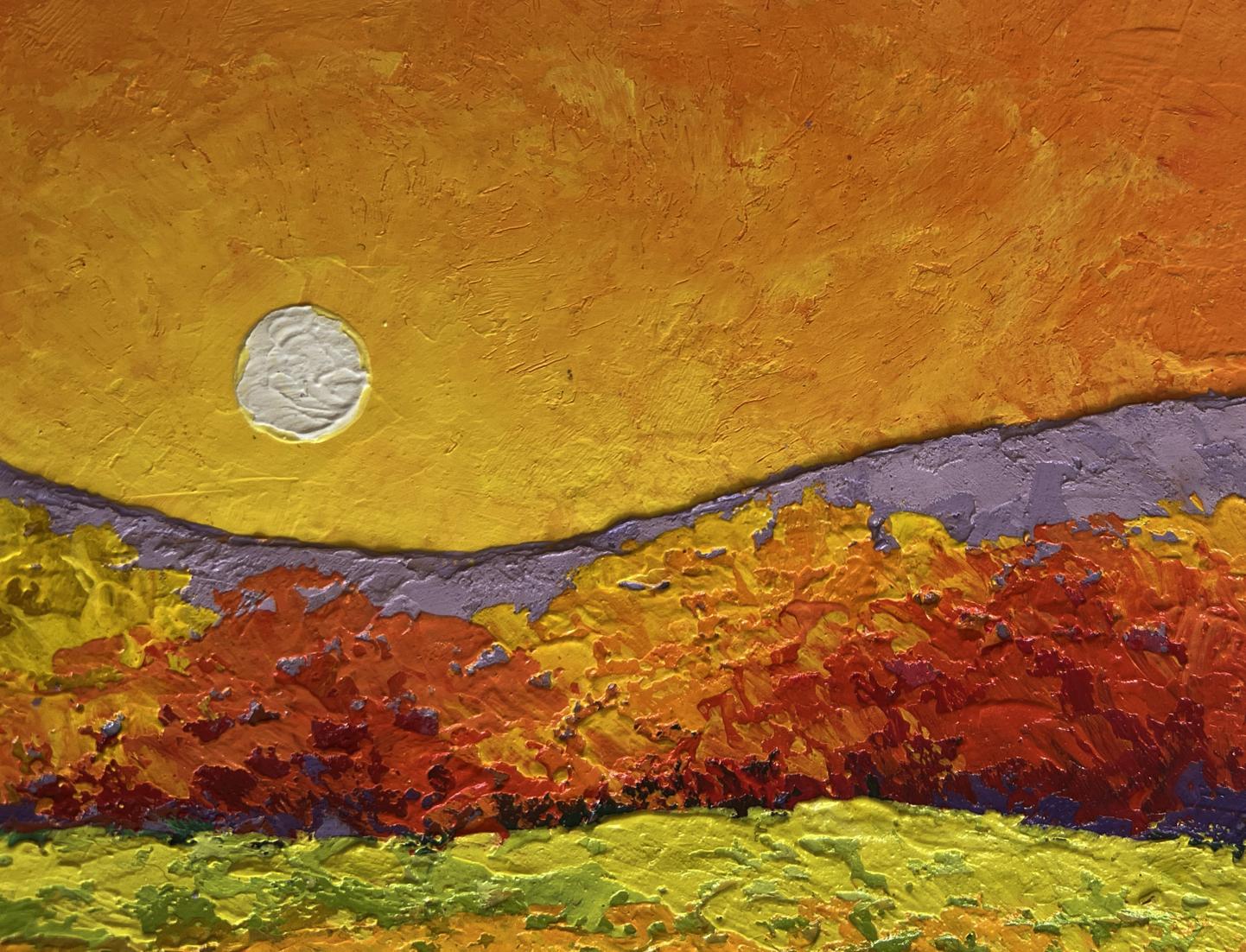 Oil painting Farewell light behind the mountains by V. Zadorozhnya