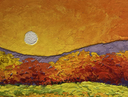 Oil painting Farewell light behind the mountains by V. Zadorozhnya