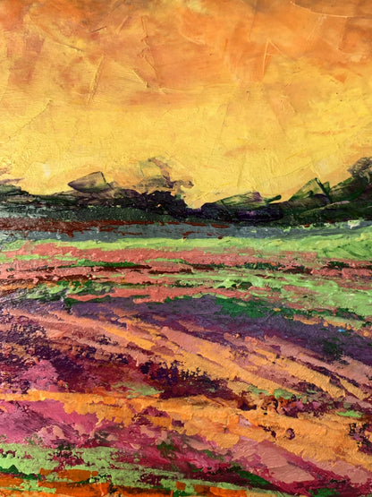 Vibrant Sunset behind the Forest oil painting by V. Zadorozhnya
