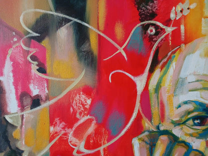 Abstract oil painting Picasso in thought by Anatoly Tarabanov, vibrant bird