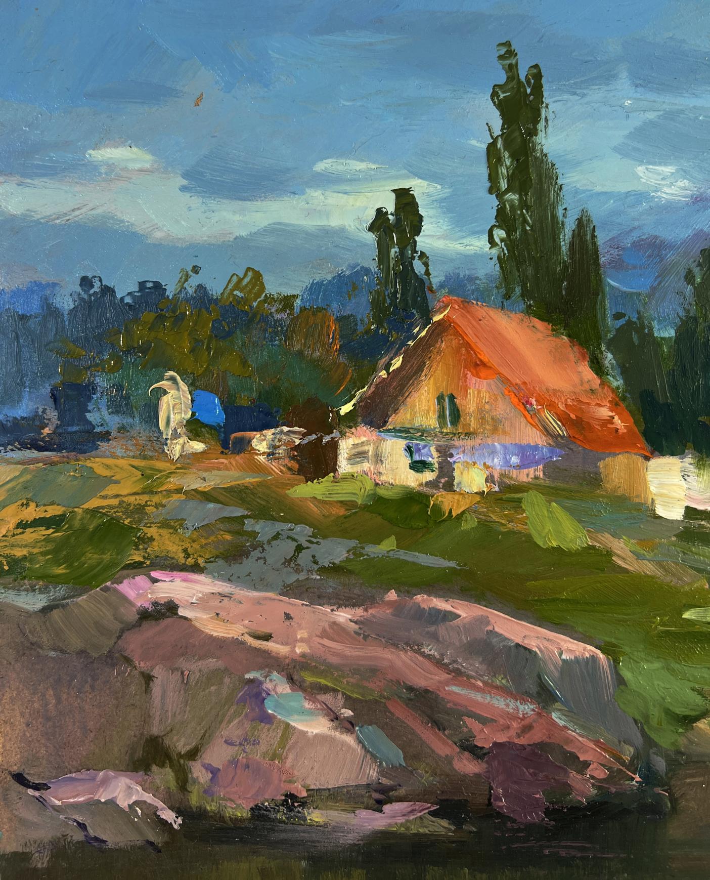 Oil painting of rustic cottage by Yuriy Suprunchuk