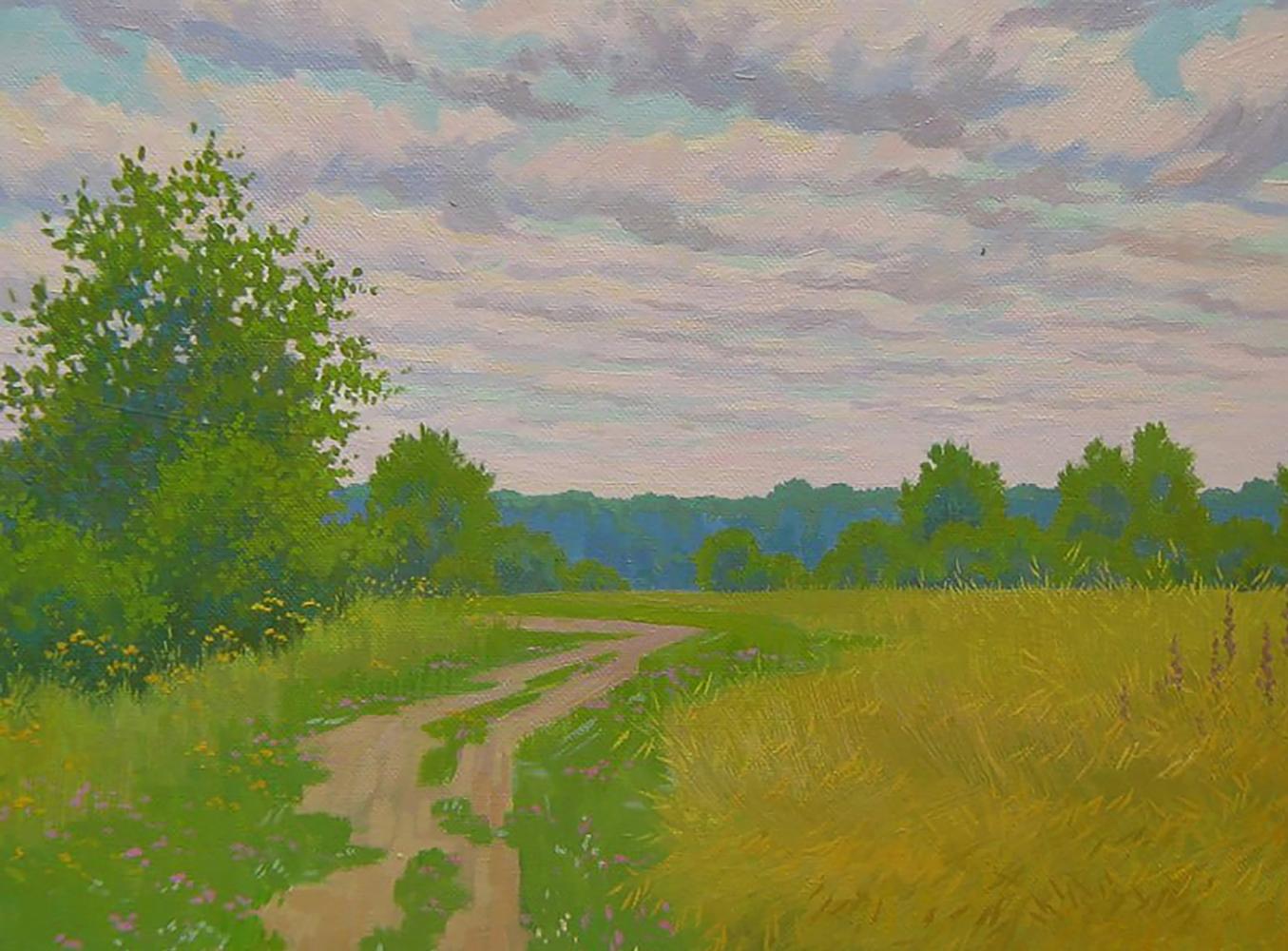 Oil painting Road through the meadows by Valery Savenets serene landscape