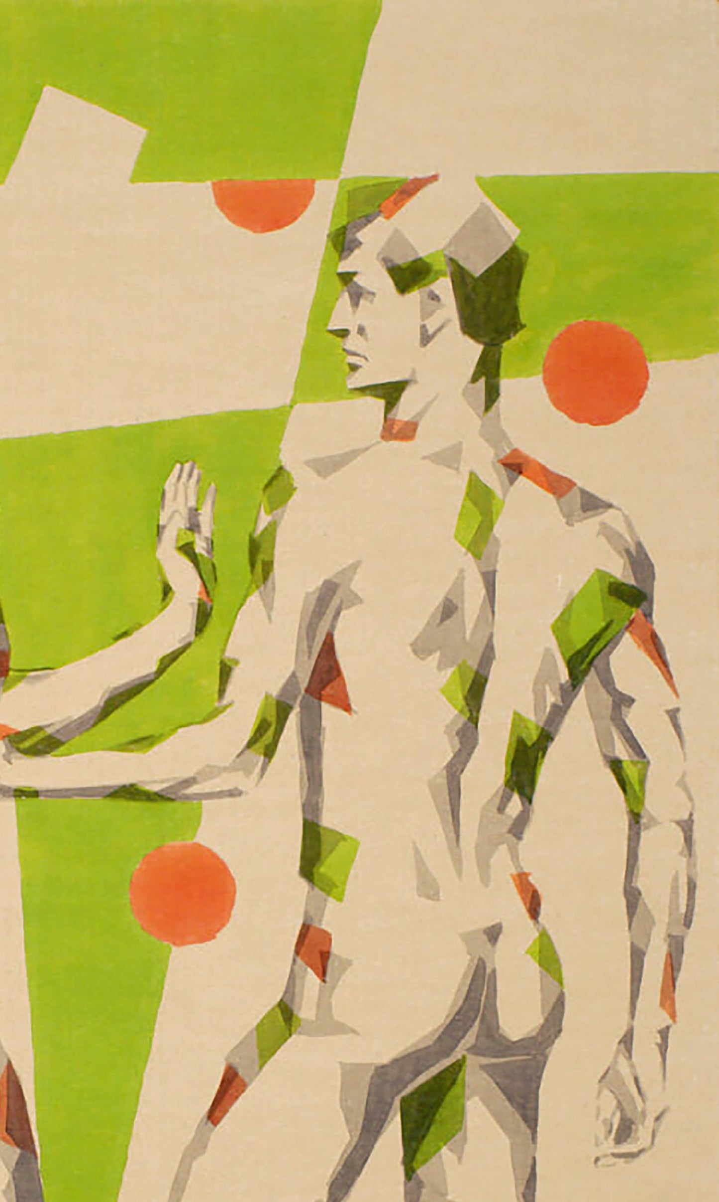 Acrylic painting Adams by Dima Filatov: stylized white green male figure