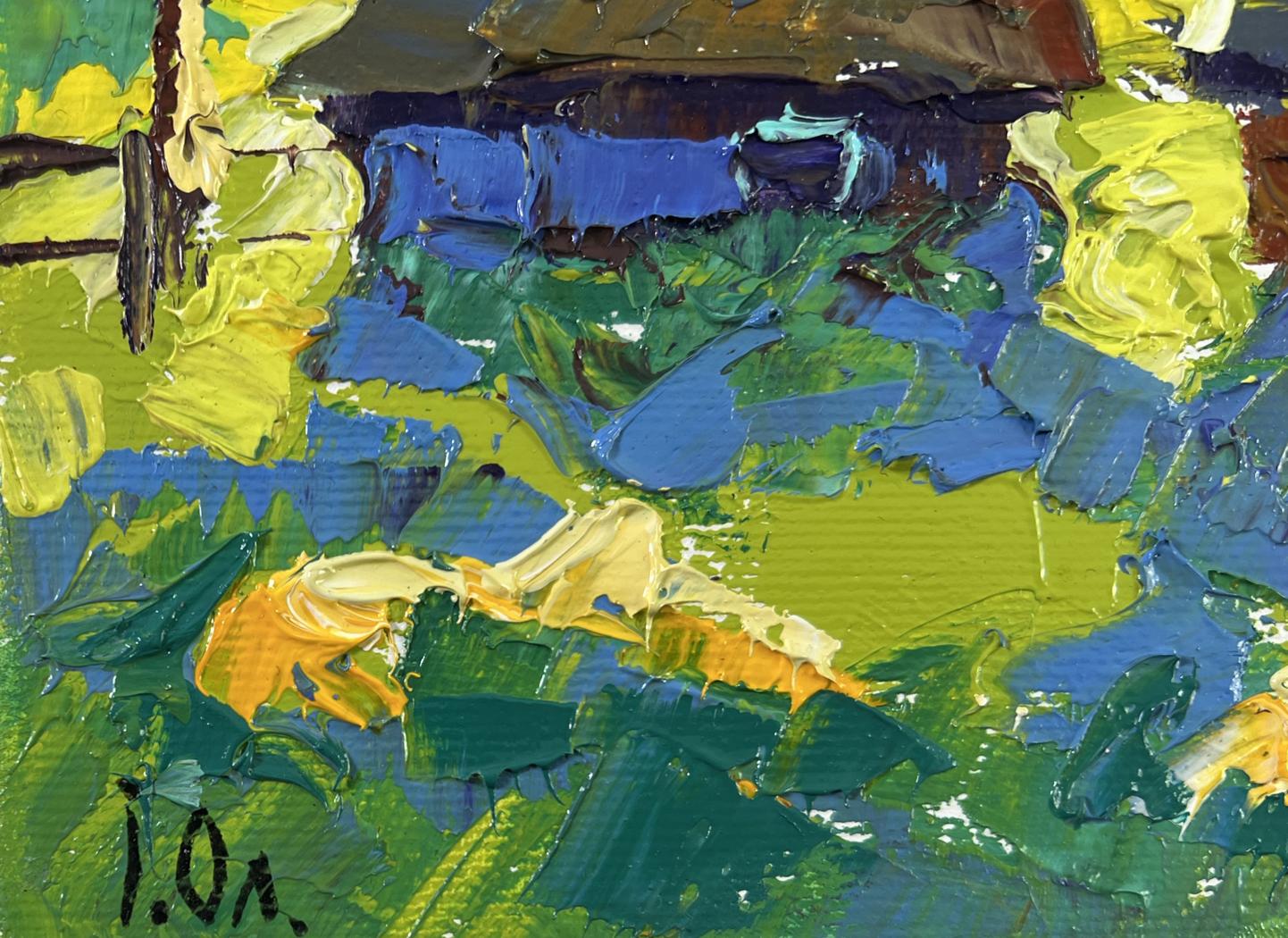 Vibrant impressionist oil painting Moonlit night in the village by Oleksiy Ivanyuk