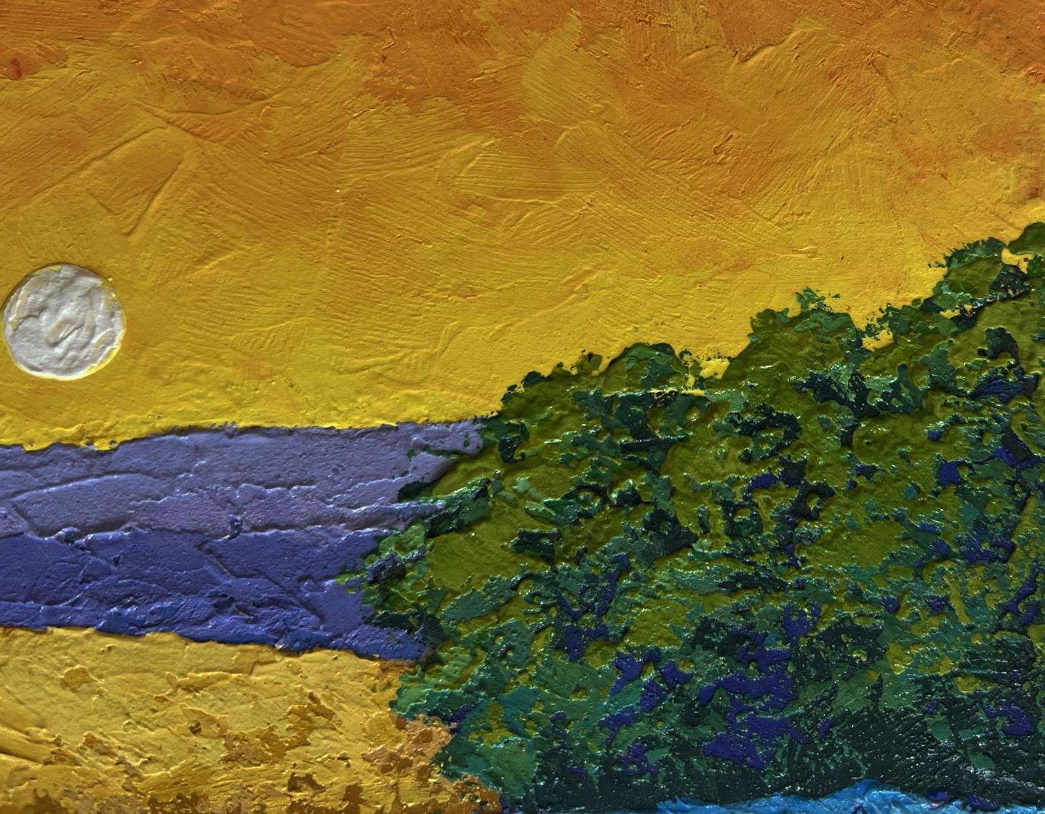 Oil painting Golden evening over green expanses by V. Zadorozhnya