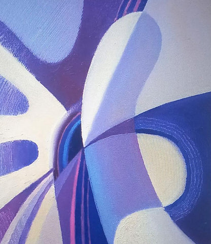 Oil painting Resonance by Alexander Strashevich, abstract blue purple white flows