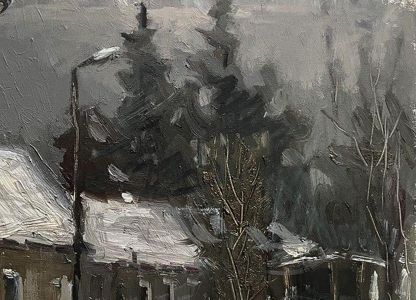 Textured oil painting White carpet by Volodymyr Pashchenko snowy landscape