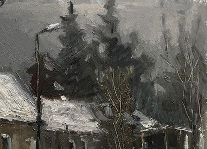 Textured oil painting White carpet by Volodymyr Pashchenko snowy landscape