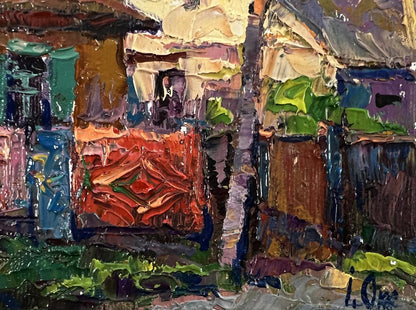 Vibrant impressionist oil painting Weekend in the Village by Oksana Ivanyuk
