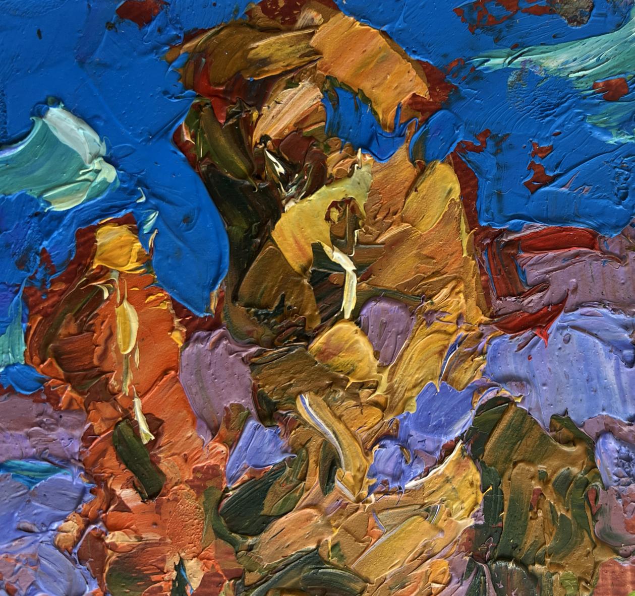 Vibrant Oleksiy Ivanyuk oil painting of trees rustling in wind