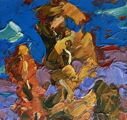 Vibrant Oleksiy Ivanyuk oil painting of trees rustling in wind