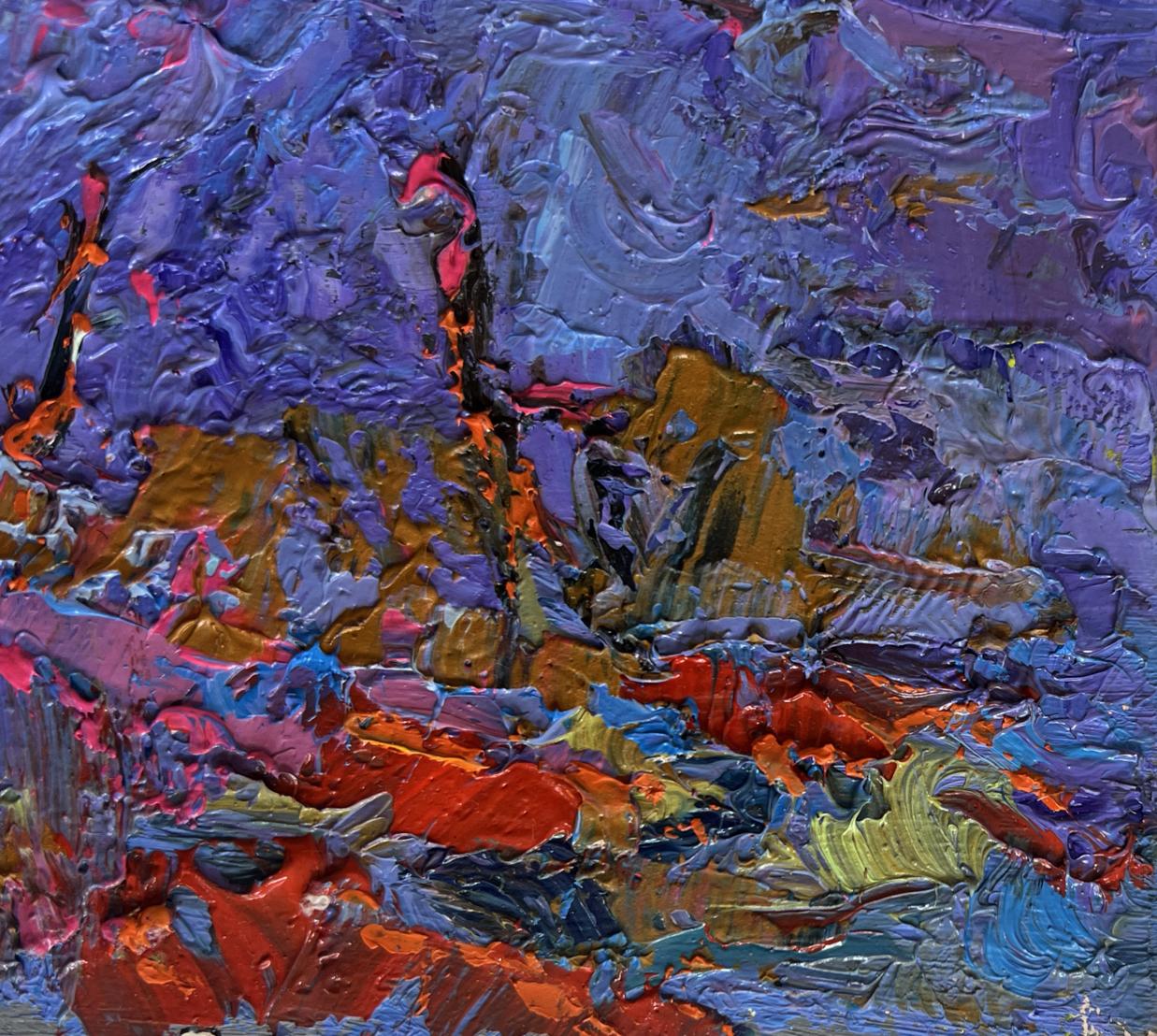 Oil painting Moonlit night in the field by Oksana Ivanyuk vibrant abstract