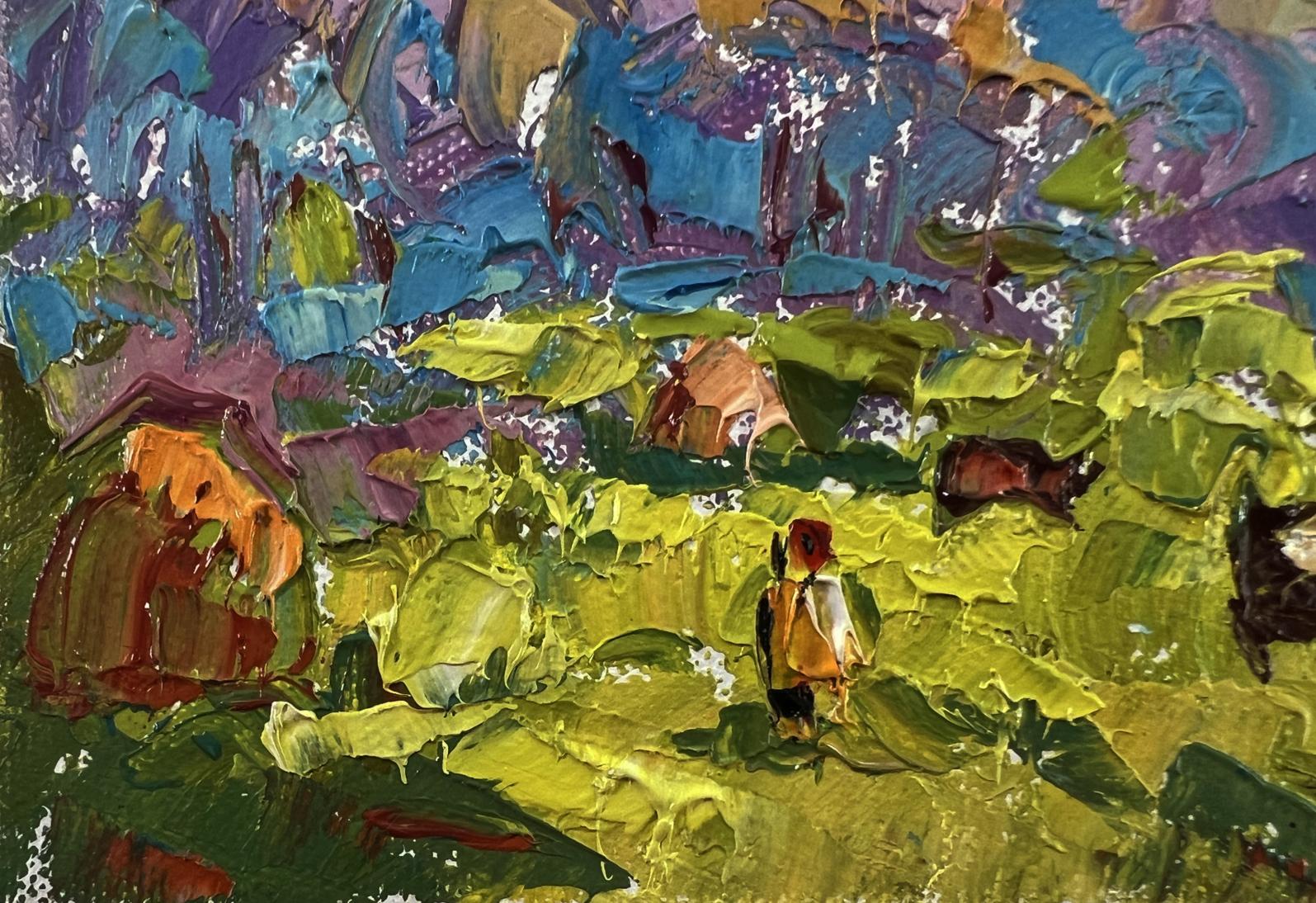 Vibrant impressionist oil painting A walk outside the village by Oleksiy Ivanyuk
