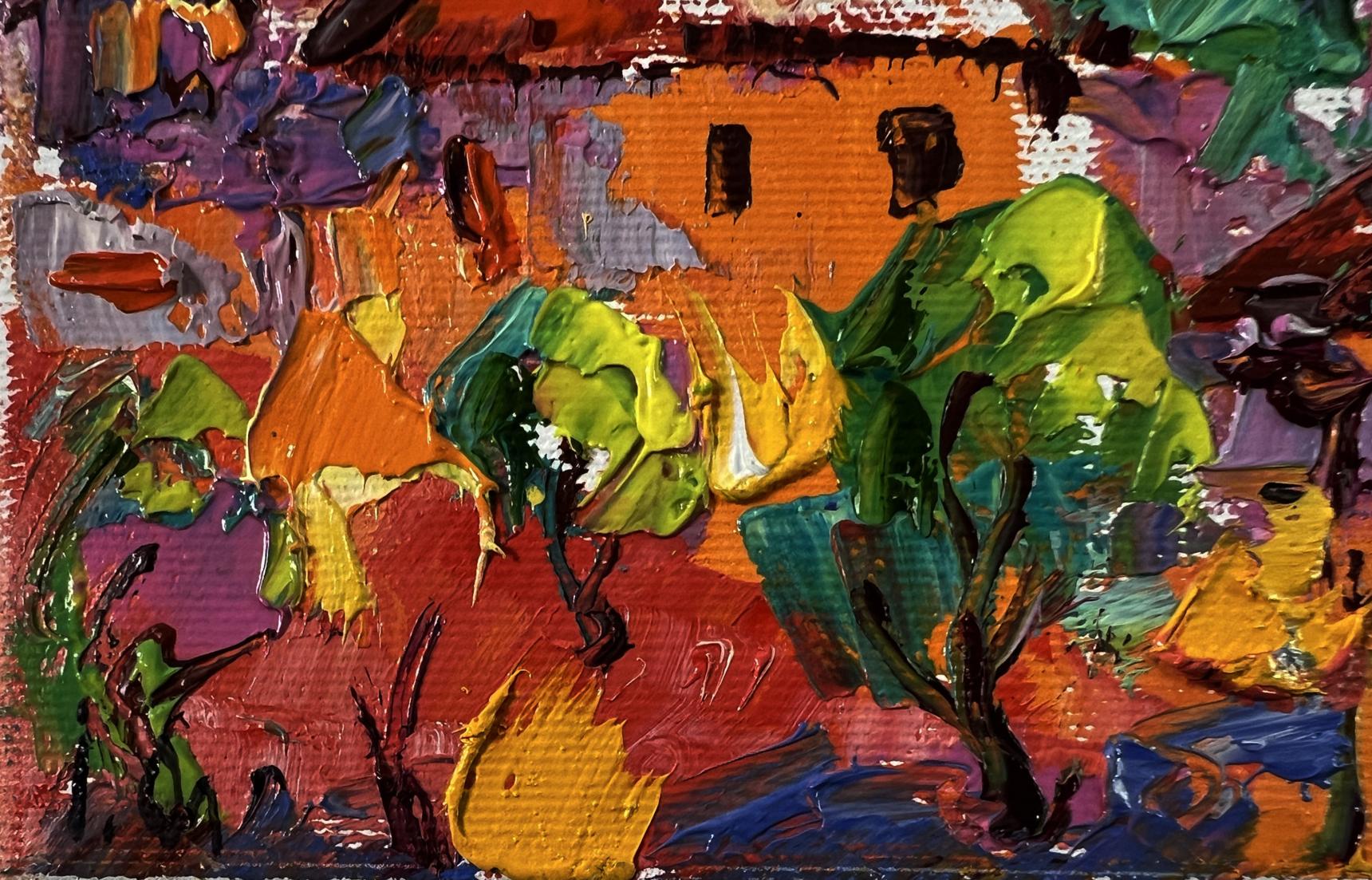 Vibrant impressionist oil painting Summer village at night by Oleksiy Ivanyuk