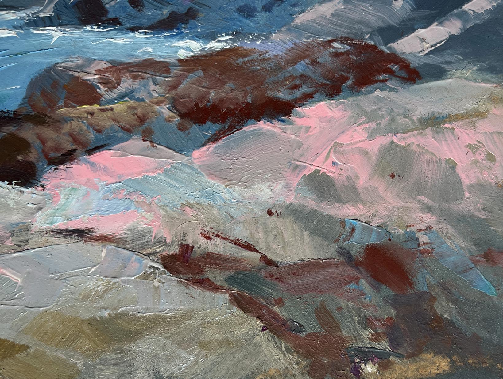 Oil painting of seagulls and rocky shore by Yuriy Suprunchuk