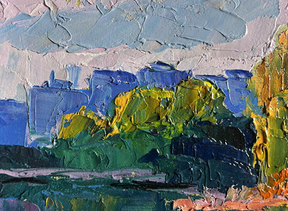 Oil painting Evening on the Lake by Boris Serdyuk, textured landscape