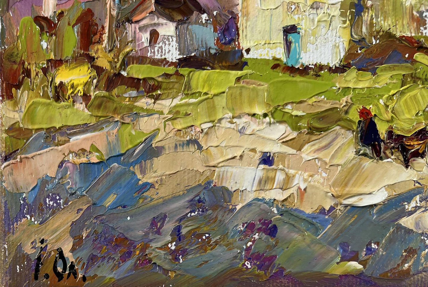 Vibrant oil painting of rustic Eastern motif landscape by Oleksiy Ivanyuk