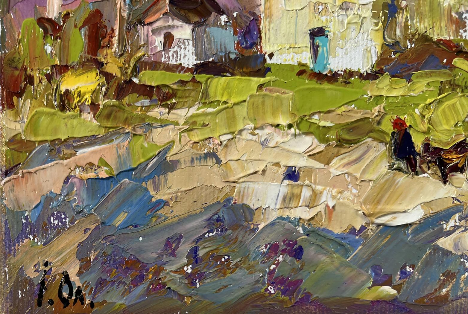 Vibrant oil painting of rustic Eastern motif landscape by Oleksiy Ivanyuk