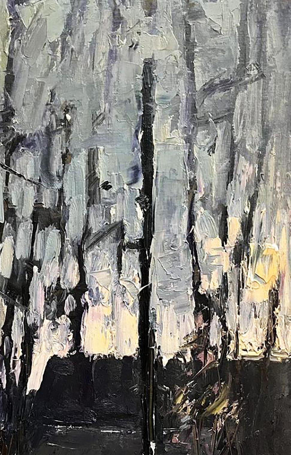 Abstract oil painting Cold evening with hot tea by Volodymyr Pashchenko