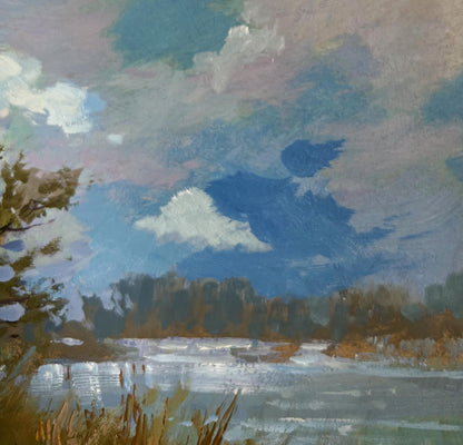 Serene impressionistic oil painting Summer journey along the river by Yuriy Suprunchuk