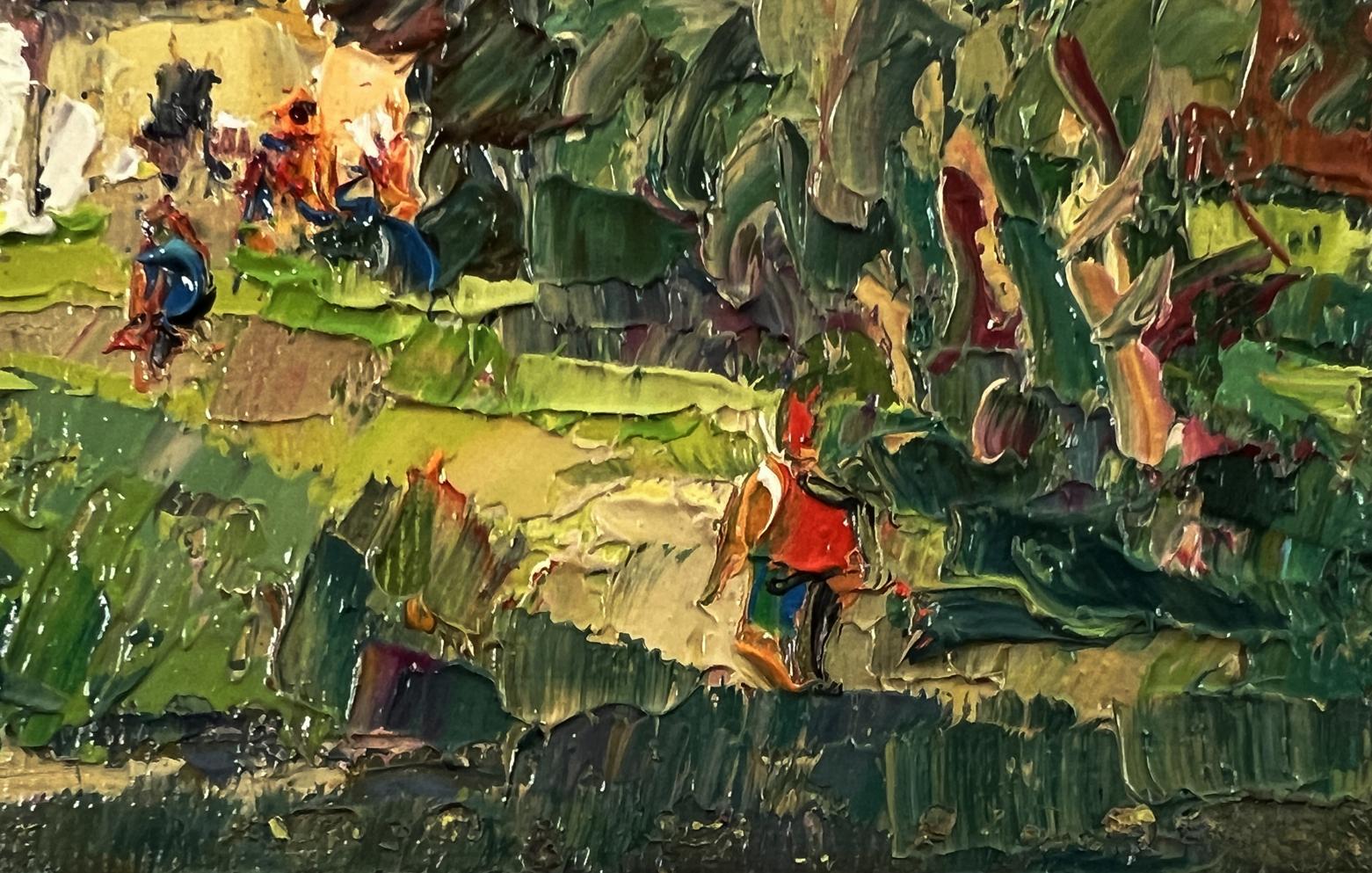 Vibrant impressionist oil painting Village before the rain by Oksana Ivanyuk