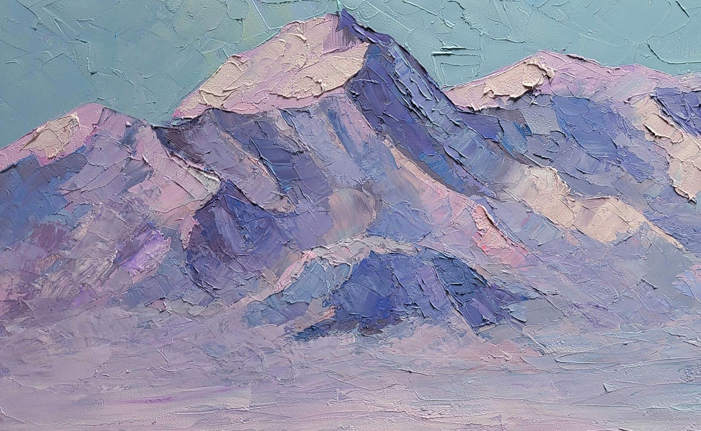Oil painting Breath of the North Wind by Boris Serdyuk, purple mountain range