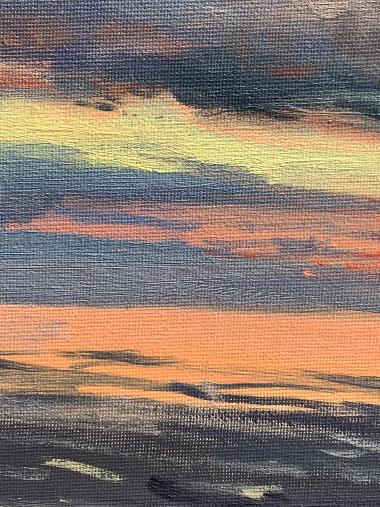 Oil painting Sunset at sea by Tatyana Derdey textured canvas sunset