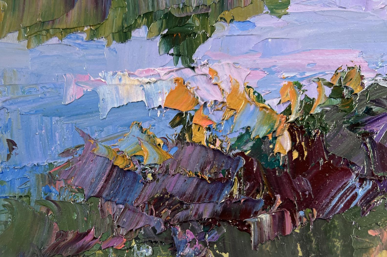 Vibrant impressionist oil painting Where the River Whispers to the Grass by Boris Serdyuk