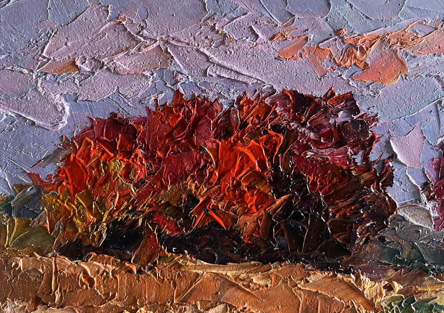 Oil painting Crimson Autumn in the Forest by Boris Serdyuk