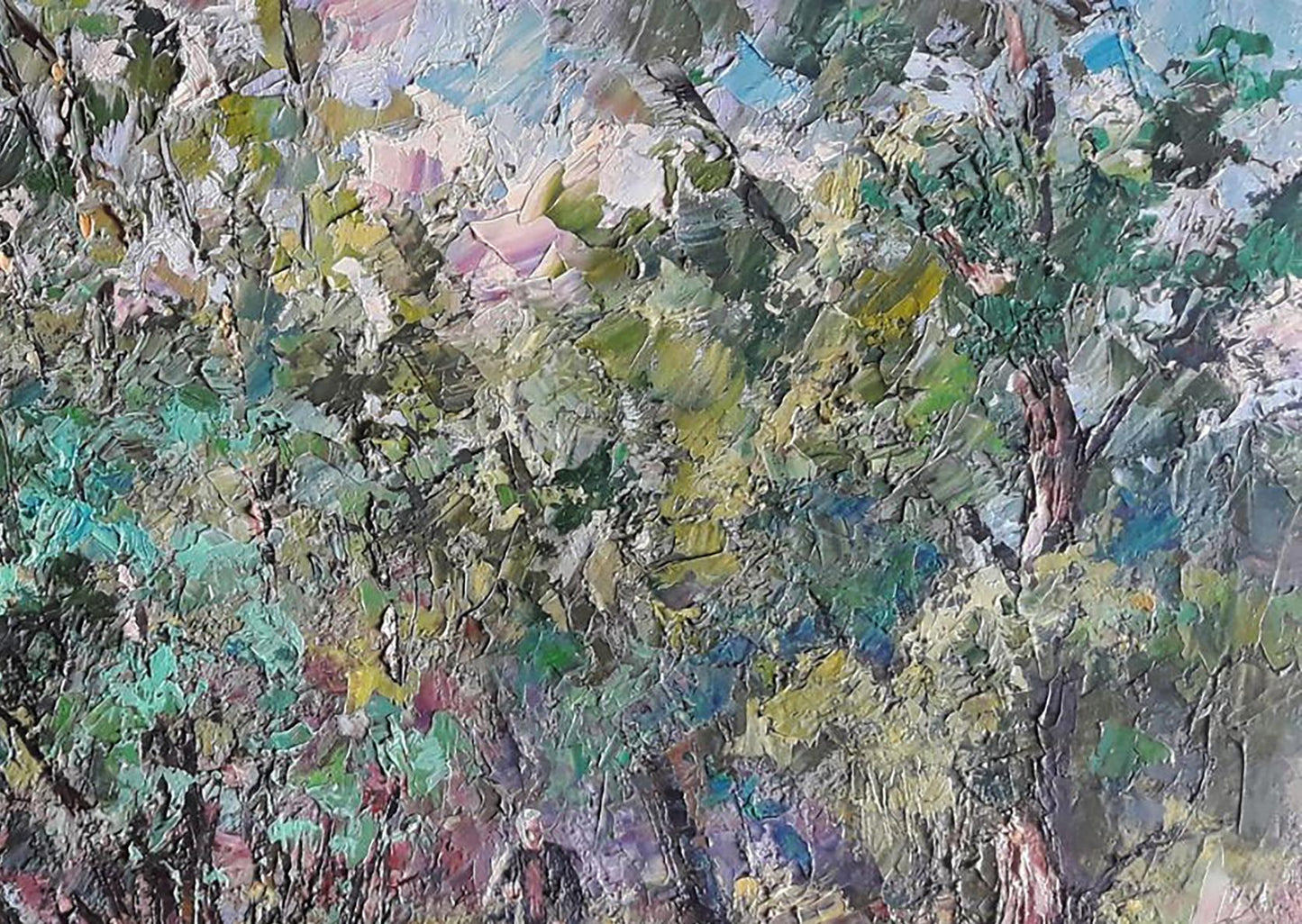 Oil painting On the Hunt by Boris Serdyuk: impressionistic forest scene