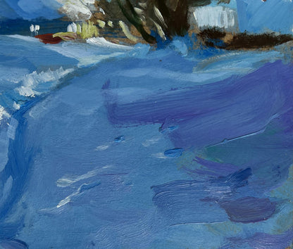 Textured impressionistic oil painting Path through the snow by Yuriy Suprunchuk