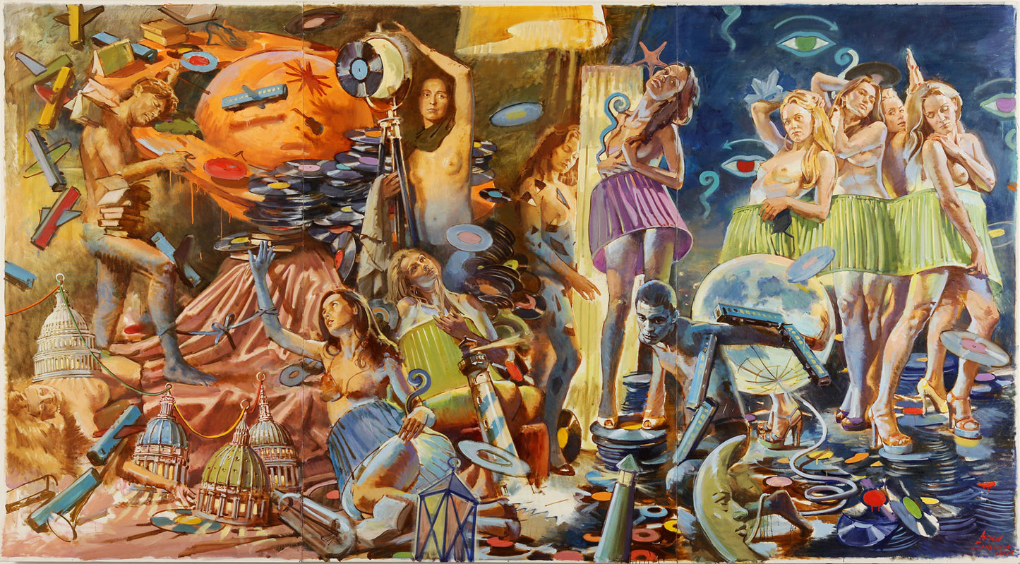 Surreal chaotic painting by Arsen Savadov, Ukrainian artist collectible