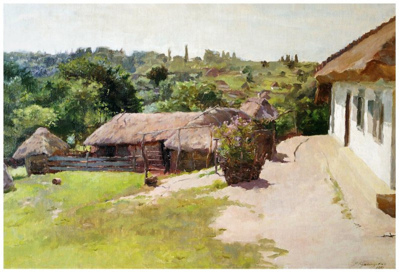 Rustic village by Fotiі Krasystky, original investment-grade canvas art