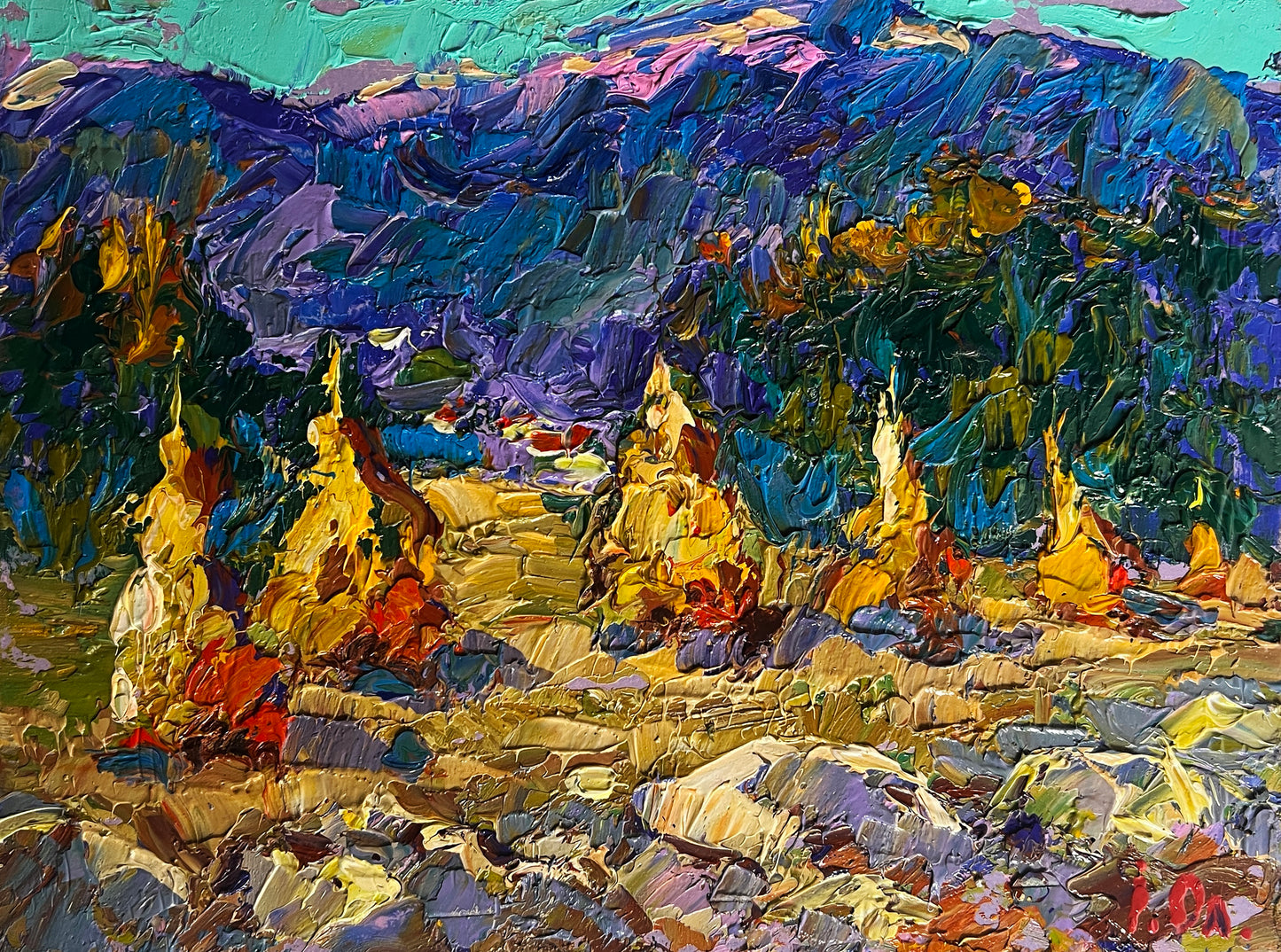Vibrant impressionist landscape by Oleksiy & Oksana Ivaniuk, wholesale $95 originals